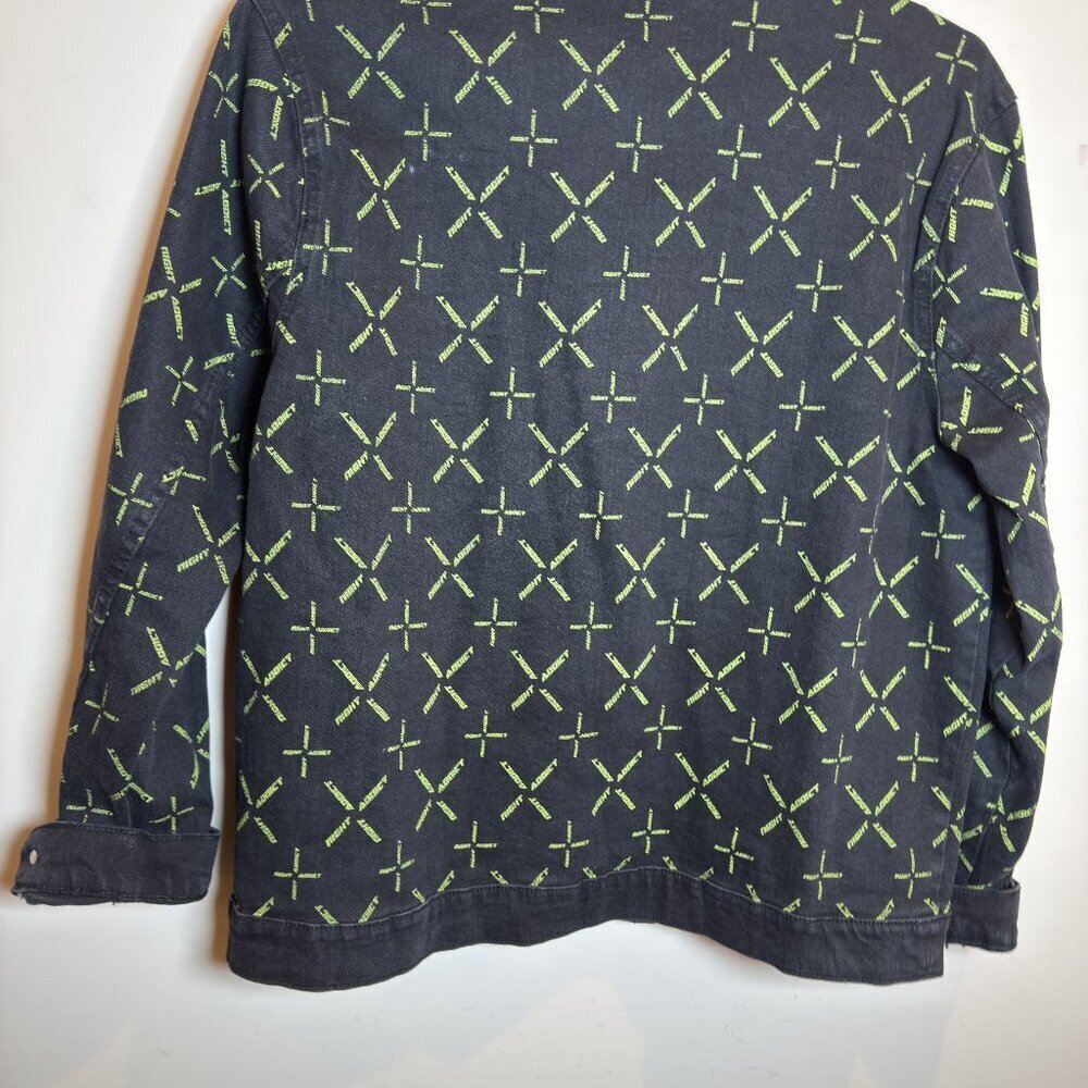 Night Addict Graphic Jacket Black Neon Green Streetwear Size L - Picture 2 of 5